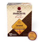 Don Francisco's front packaging of caramel pods showing product name and count, inviting convenience