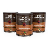Don Francisco's front can showing cinnamon hazelnut aroma and convenient packaging