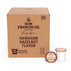 Don Francisco's front box showing Hawaiian Hazelnut packaging and product benefit
