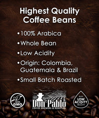 close-up whole beans texture highlighting Don Pablo smoothness