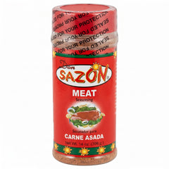 Don Sazon front packaging showing the carne asada seasoning jar and brand for quick seasoning use