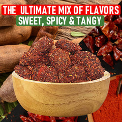 Don Turinos tamarind chile close-up with dark tamarind pieces and spice coating