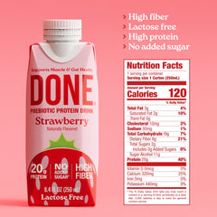 Done side label and nutrition facts highlighting no added sugar
