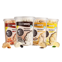 Don't Worry front packaging showing four-flavor variety pack and benefits