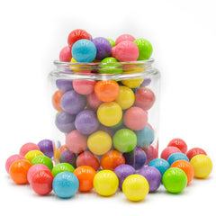 Donty-Tonty assorted gumballs in clear jar creating a bright party centerpiece