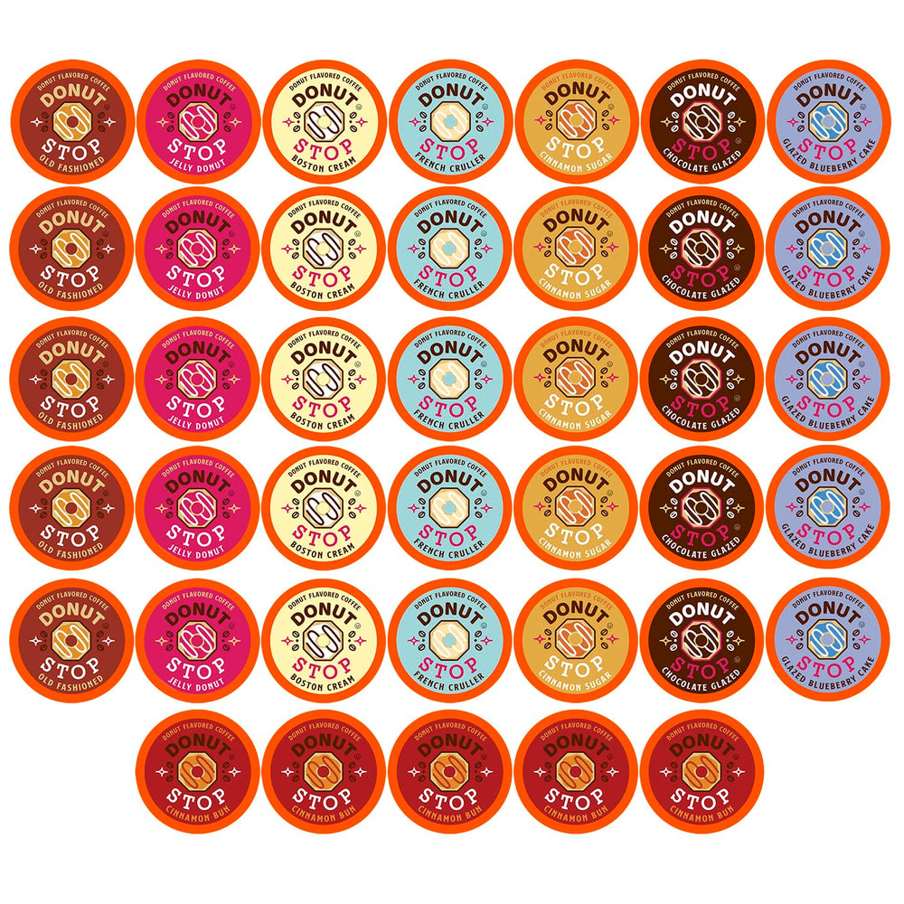 Donut Stop front packaging showing 40-count variety and brand for easy selection