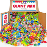 Dooboe front packaging of 8 lb Halloween candy assortment showing value