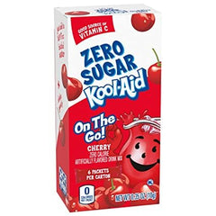 Doofie Deals Kool-Aid Zero Sugar cherry box front showing single-serve packets, convenient for low-sugar hydration