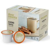 Door County Coffee front packaging showing almond toffee flavor and convenience