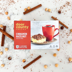 Cup of brewed Cinnamon Hazelnut coffee showcasing Door County Coffee rich flavor