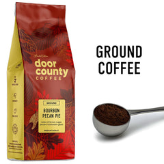 Door County Coffee close-up of pre-ground blend highlighting even grind and buttery notes