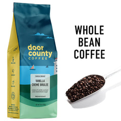 Door County Coffee close-up of whole beans highlighting even roast and texture