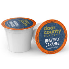 Door County Coffee single serve cup top view revealing sealed pod for quick brewing