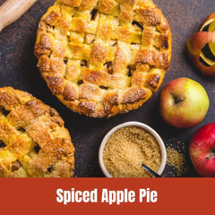 Door County Coffee label detail emphasizing spiced apple pie flavor and quality