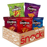 Doritos front packaging showing the 40-count variety pack and convenience