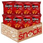 Doritos front packaging showing pack of 40 one-ounce bags and branding benefit