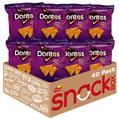Doritos front packaging showing single-serve 1 oz bag and bold branding for quick grab