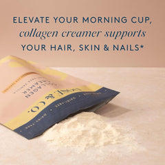 DOSE & CO. creamer stirred into coffee creating creamy vanilla foam