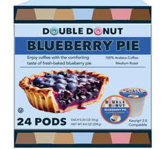 Double Donut front packaging showing 24-count blueberry pods and product branding benefit convenience