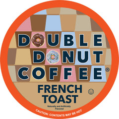 Double Donut Coffee front packaging showing 24 pods and French Toast flavor benefit convenience