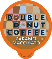 Double Donut front box showing 24-count and caramel macchiato flavor benefits