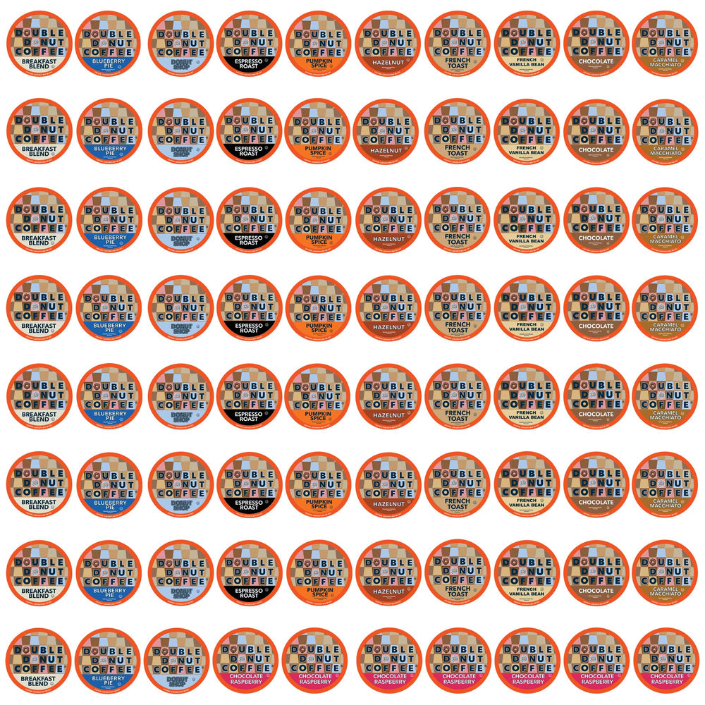 Double Donut front packaging showing 80-count variety pack and selection benefit