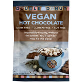 Double Donut Coffee front packaging showing 30 vegan hot chocolate packets and benefits