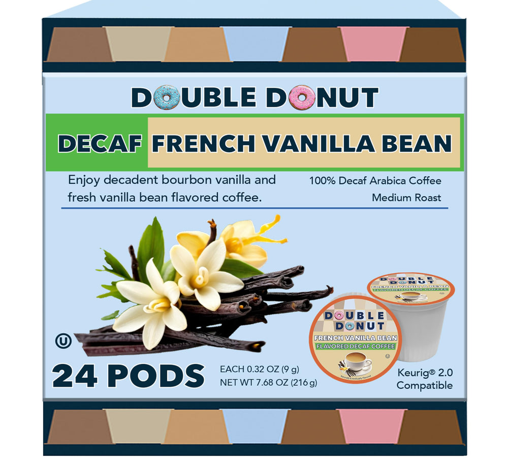 Double Donut front packaging showing 24-count pods and flavor benefits