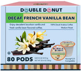 Double Donut front packaging showing 80-count pods and French vanilla label for easy selection