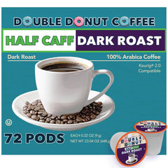 Double Donut Coffee front packaging showing 72-count box and benefits