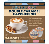 Double Donut pack front view showing caramel cappuccino pods and brand convenience