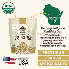 Doudlah Farms popped popcorn in bowl illustrating fluffy texture and snack appeal benefit