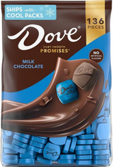 Dove front bag showing bulk 136 count and resealable packaging benefit