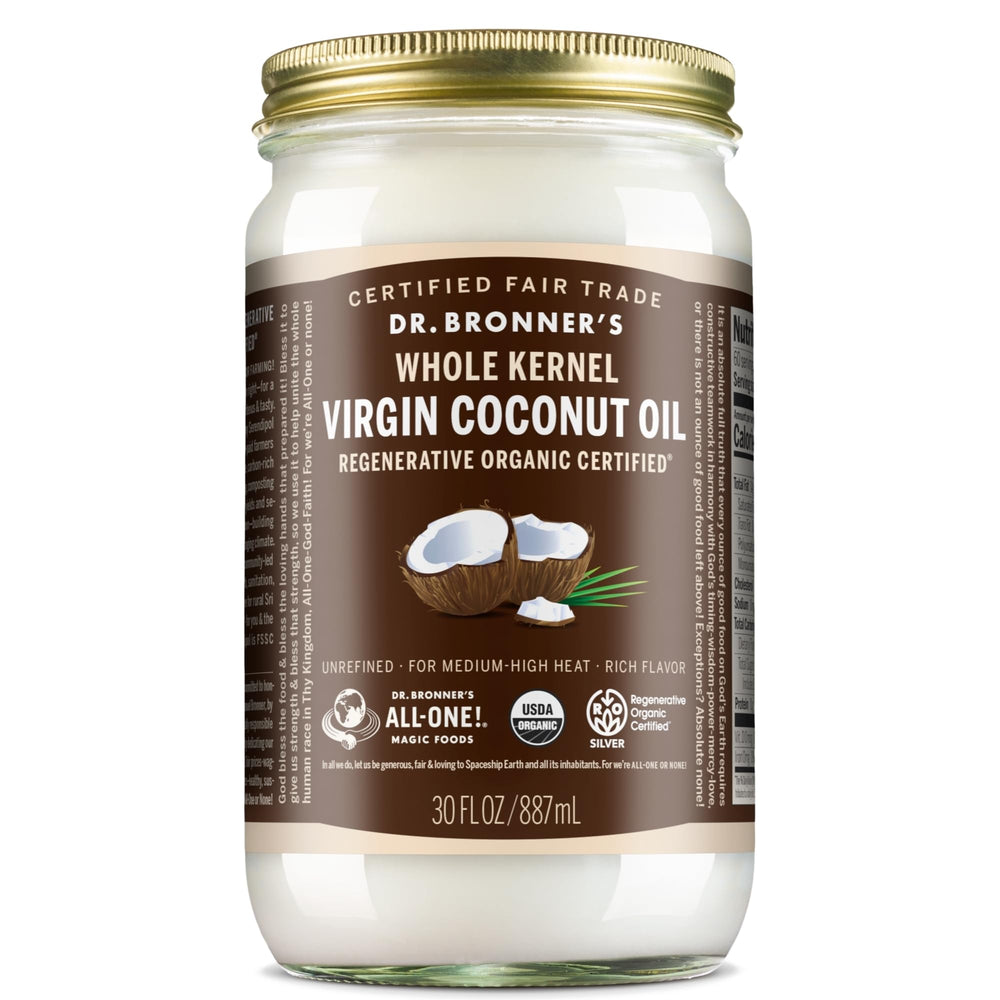 Dr. Bronner's whole kernel 30oz jar front view showing full label and size benefit
