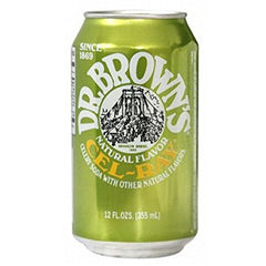 Dr. Brown's can held in hand to show 12oz size and portability for events
