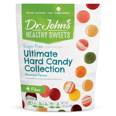 Dr. John's front packaging showing zero-sugar label and variety benefits