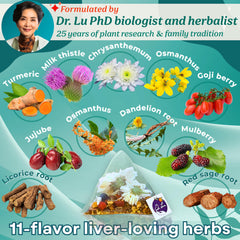 Dr. Lu brewed cup with steam signaling comforting liver-support drink