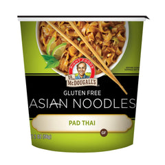 Dr. McDougall's front packaging showing Pad Thai cup and benefits