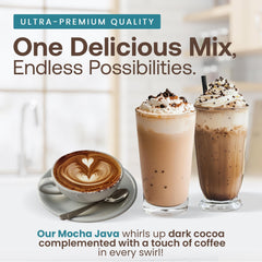 Dr. Smoothie open bag revealing mocha mix contents for quick refills