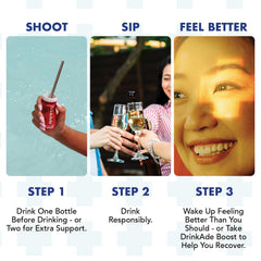 DrinkAde Pouring Cherry Ice into a glass to show color and ready-to-drink convenience