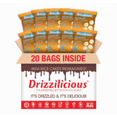 Drizzilicious front packaging showing birthday cake flavor and pack quantity for quick identification