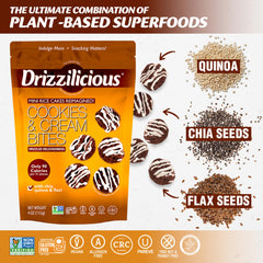 Drizzilicious bowl of mini crisps showing crunchy rice and seed blend benefit