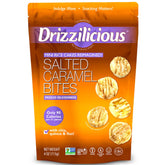 Drizzilicious front packaging showing salted caramel flavor and portability benefits