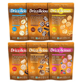 Drizzilicious front packaging showing variety pack and branding benefit: easy selection