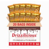 Drizzilicious front packaging showing mini French Toast rice cakes and on-the-go convenience
