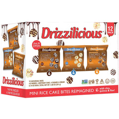 Drizzilicious front packaging showing variety pack and branding benefits