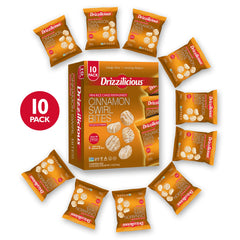 Drizzilicious single-serve bag open with rice crisps visible, convenient portioning