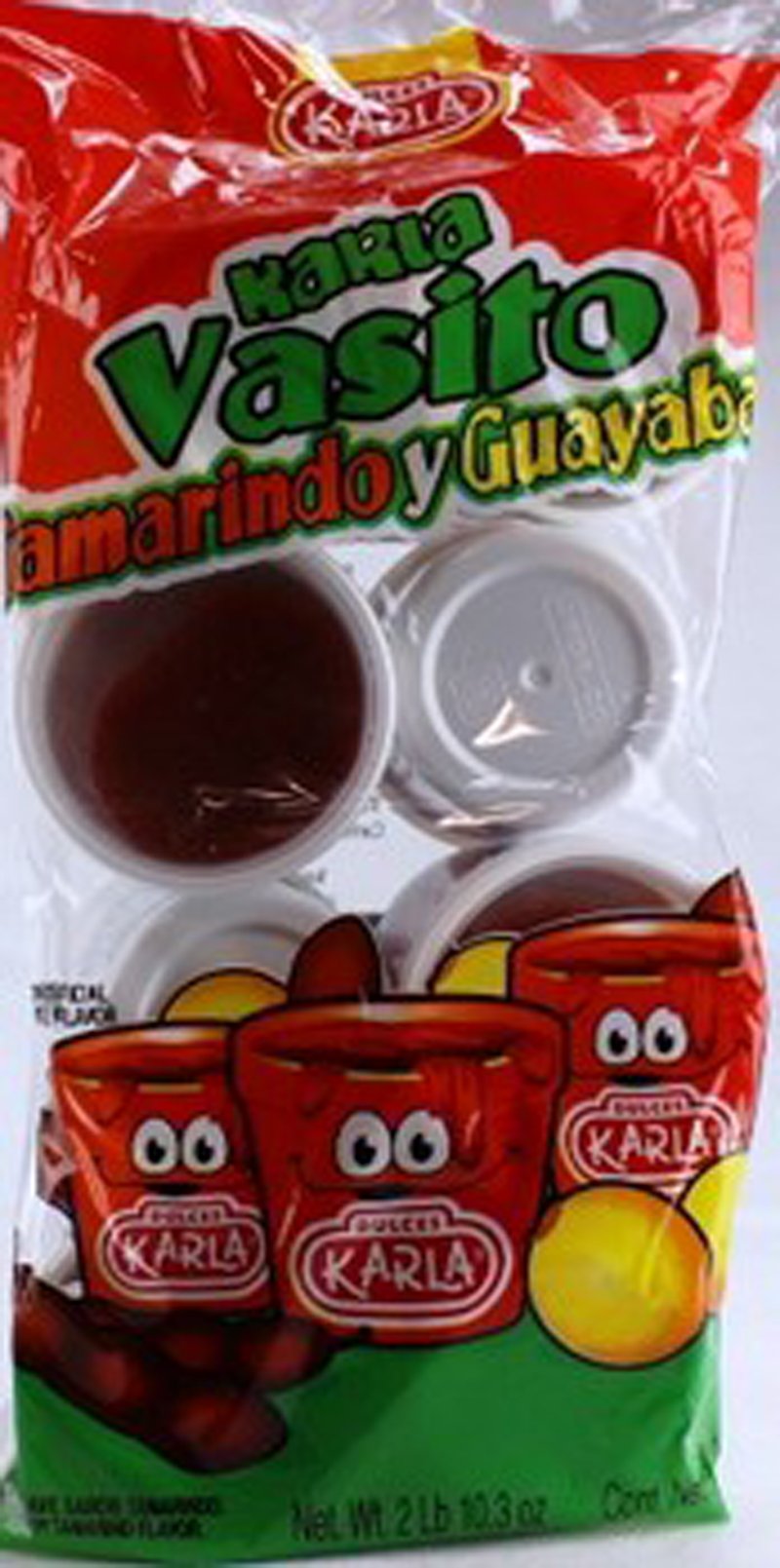Dulces Karla front packaging showing tamarind and guava flavors for quick selection