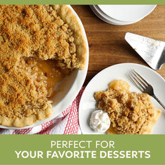 Duncan Hines Comstock apple topping spooned over ice cream for quick dessert