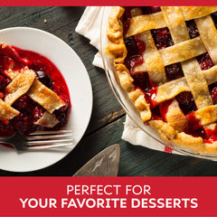 Duncan Hines pie slice with filling demonstrating clean, sliceable filling
